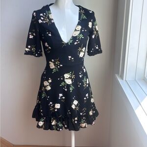 Parisian Works Black Floral Mini Dress